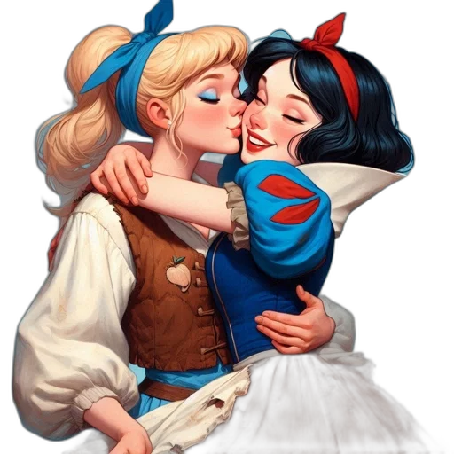 oil painting, concept art, fantasy art, pixel art, two, female, characters, one transparent PNG cut-out