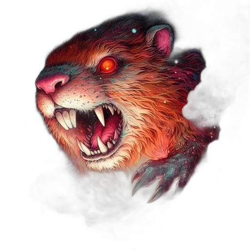 creature, animal, concept art, photorealistic, fantasy art, watercolor, red, massive transparent PNG cut-out