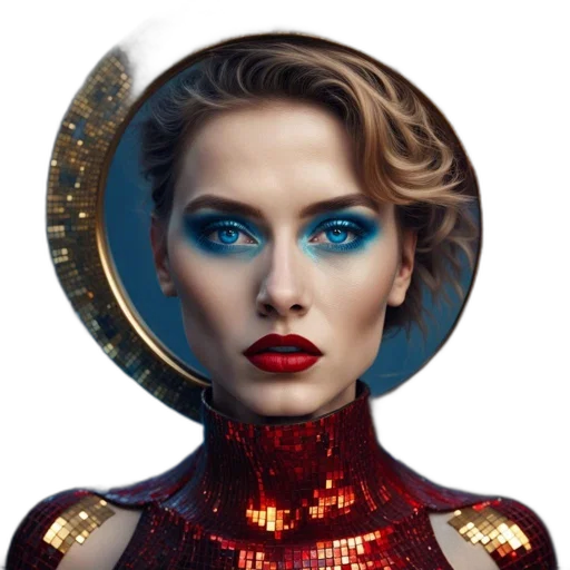 robot, jewelry, face, crown, concept art, cyberpunk, photorealistic, comic book art transparent PNG cut-out