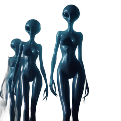 creature, dress, concept art, 3d render, outer space, alien, figures, stand transparent PNG cut-out