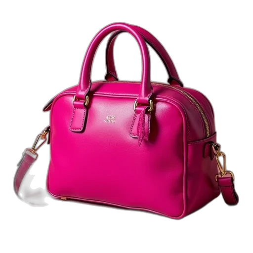 3d render, photorealistic, soho, camera, bag, fuchsia, gold, hardware transparent PNG cut-out