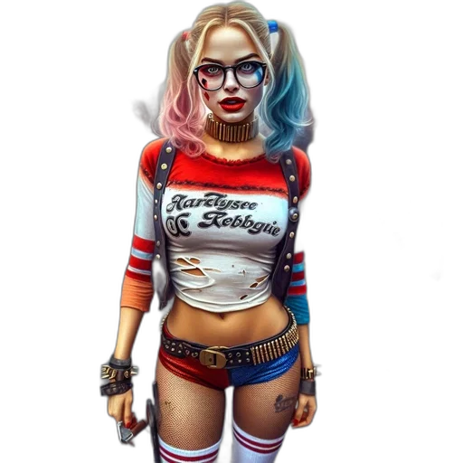 comic book art, concept art, 3d render, pixel art, individual, costumed, harley, quinn transparent PNG cut-out