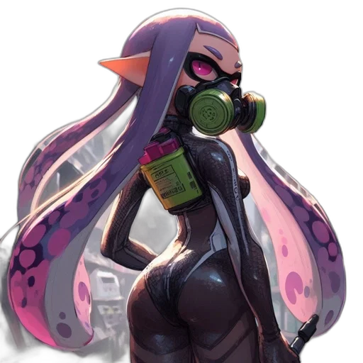 weapon, dress, jacket, mask, concept art, cyberpunk, watercolor, vaporwave transparent PNG cut-out