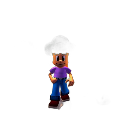 hat, staff, robot, weapon, 3d render, concept art, pixel art, vaporwave transparent PNG cut-out