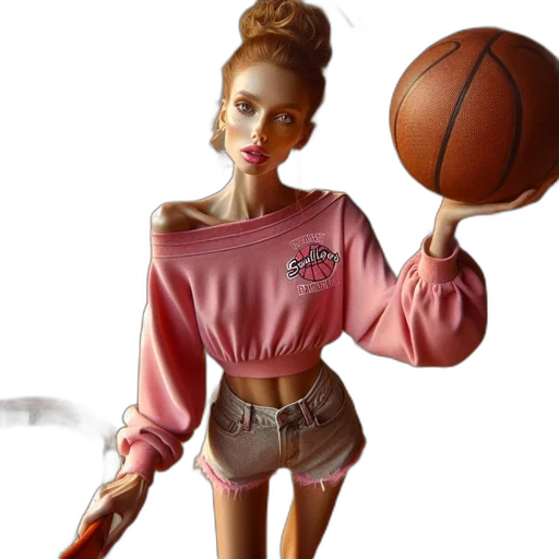 3d render, concept art, photorealistic, cartoon, young, woman, stands, wooden transparent PNG cut-out