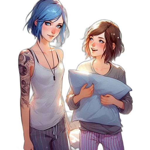 concept art, watercolor, anime, cartoon, neon lights, fire, blue, pastel transparent PNG cut-out