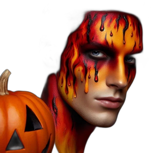 mask, face, photorealistic, 3d render, concept art, fantasy art, fire, close-up transparent PNG cut-out