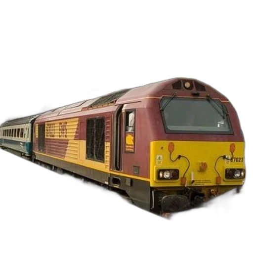 weapon, 3d render, photorealistic, maroon, yellow, train, number, 67023 transparent PNG cut-out