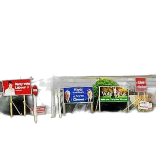 food, 3d render, political, campaign, signs, front, building, featuring transparent PNG cut-out