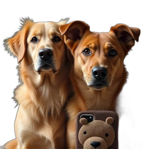 animal, face, staff, photorealistic, oil painting, two, dogs, one transparent PNG cut-out