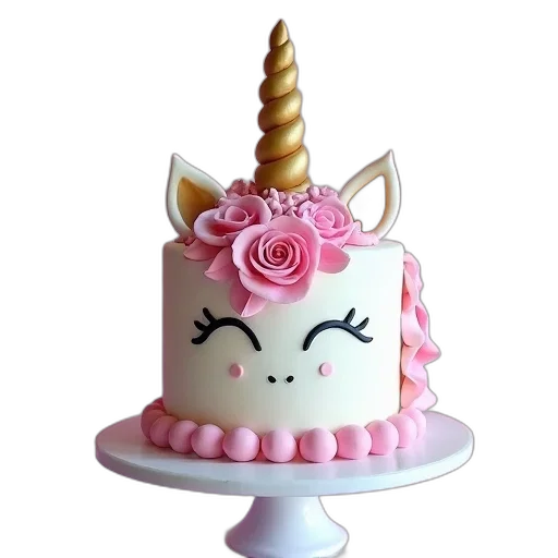 crown, hat, 3d render, unicorn, cake, party, birthdays transparent PNG cut-out