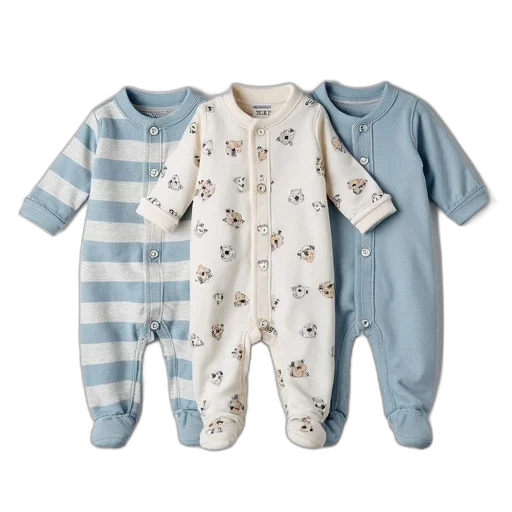 blue, monochrome, baby, boys, pack, cotton, pyjamas transparent PNG cut-out