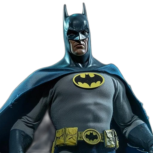 comic book art, 3d render, concept art, photorealistic, batman, figure, blue, costume transparent PNG cut-out