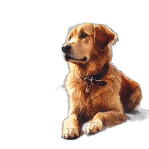 animal, staff, photorealistic, oil painting, watercolor, concept art, golden, retriever transparent PNG cut-out