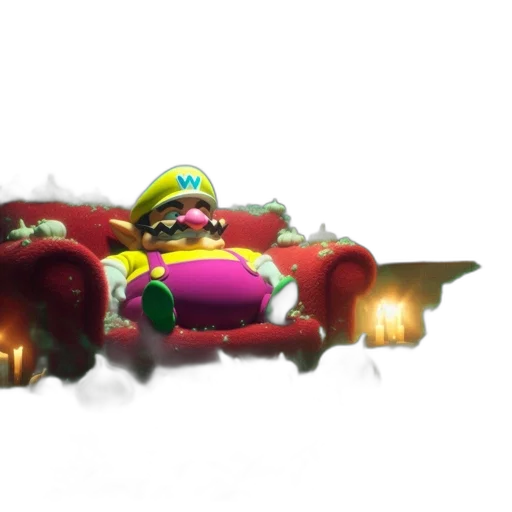 weapon, car, creature, robot, 3d render, concept art, vaporwave, wario-like transparent PNG cut-out