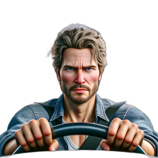 face, car, weapon, jacket, concept art, photorealistic, 3d render, pixel art transparent PNG cut-out