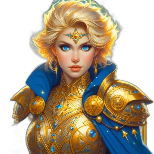 crown, jewelry, fantasy art, concept art, oil painting, comic book art, golden, blue transparent PNG cut-out