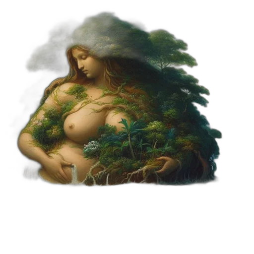 dress, tree, creature, dragon, fantasy art, oil painting, photorealistic, concept art transparent PNG cut-out