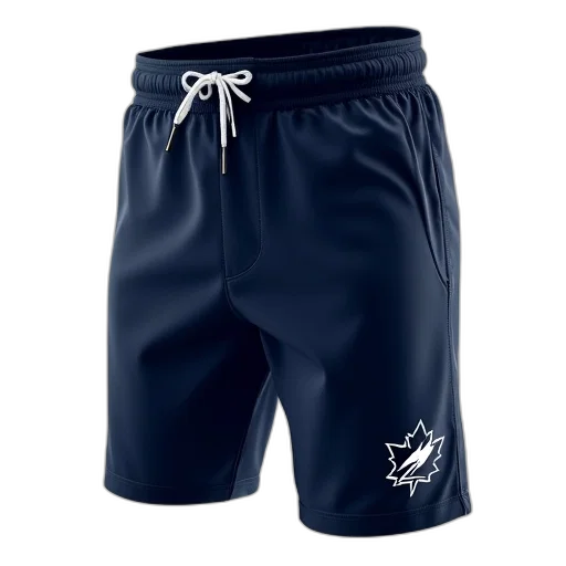 pair, navy, blue, athletic, shorts, white, logo, waistband transparent PNG cut-out