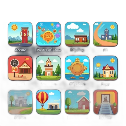 concept art, collection, various, educational, apps, displayed, screen, each transparent PNG cut-out