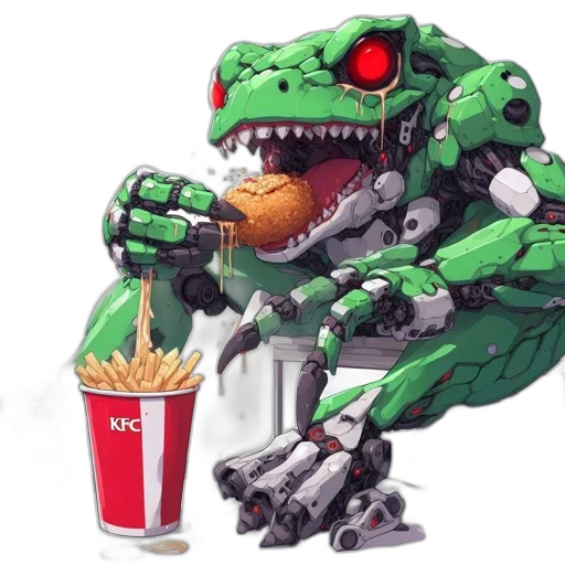 robot, food, creature, animal, concept art, pixel art, 3d render, cyberpunk transparent PNG cut-out