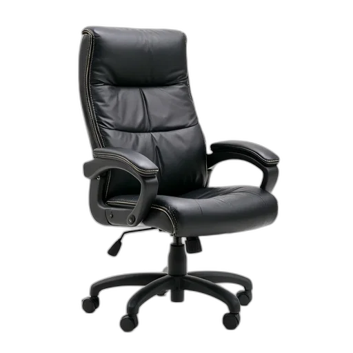 furniture, staff, 3d render, black, leather, office, chair, high transparent PNG cut-out