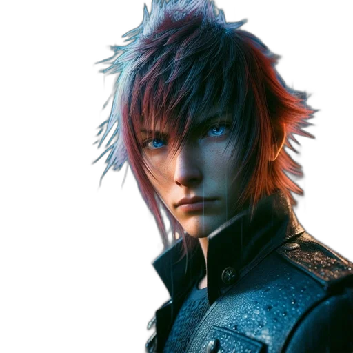 jacket, dragon, face, concept art, photorealistic, 3d render, fantasy art, rain-soaked transparent PNG cut-out