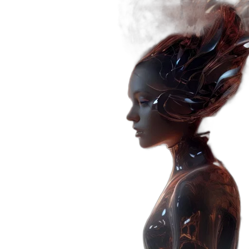 robot, creature, mask, concept art, cyberpunk, fantasy art, 3d render, outer space transparent PNG cut-out