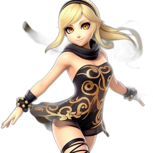 dress, staff, fantasy art, concept art, 3d render, anime, golden, monochrome transparent PNG cut-out