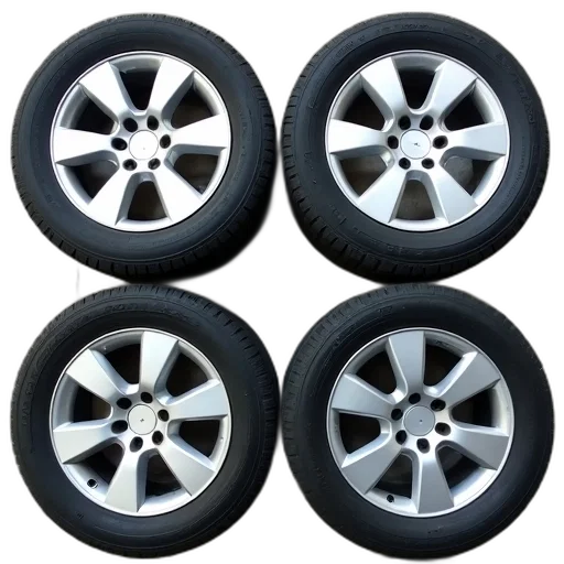 car, set, four, brand, new, unused, tires, neatly transparent PNG cut-out