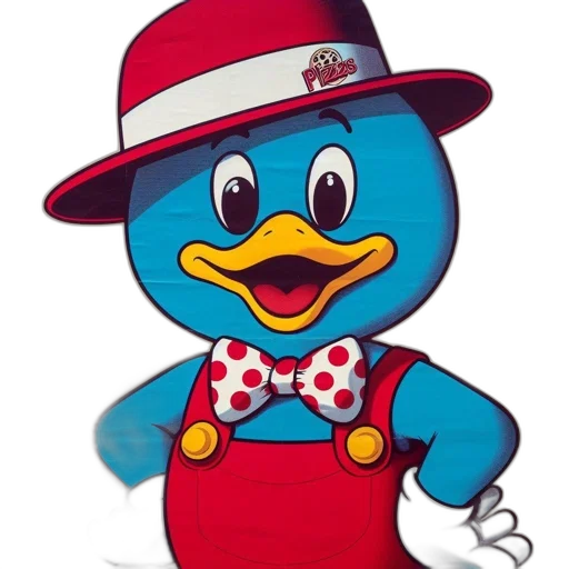 staff, cartoon, 3d render, illustrated, blue, duck, wearing, red transparent PNG cut-out