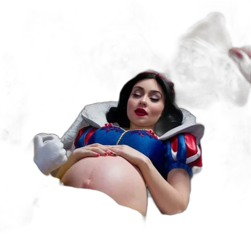 concept art, photorealistic, 3d render, outer space, fire, pregnant, snow, white transparent PNG cut-out