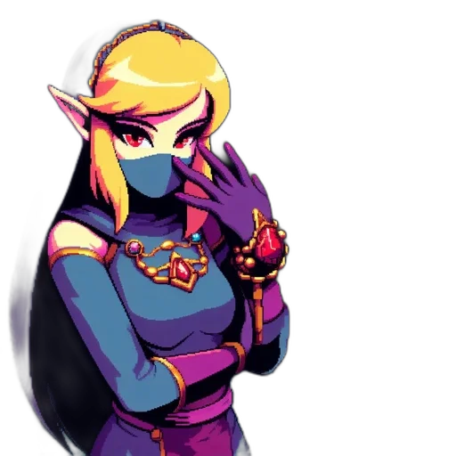 staff, mask, weapon, robot, pixel art, concept art, vaporwave, fantasy art transparent PNG cut-out