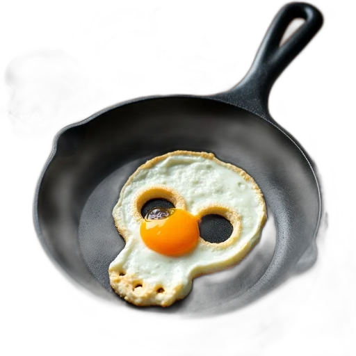 food, mask, 3d render, photorealistic, black, skillet, fried, egg transparent PNG cut-out