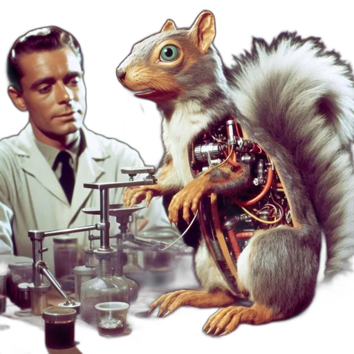 animal, concept art, photorealistic, outer space, scientist, examines, mechanically, enhanced transparent PNG cut-out