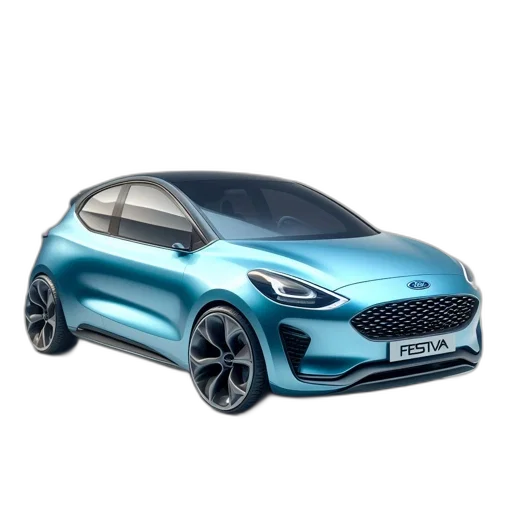 car, 3d render, concept art, photorealistic, sleek, futuristic, blue, ford transparent PNG cut-out