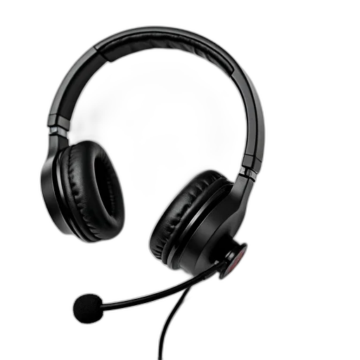 3d render, pair, black, gaming, headphones, microphone, remote, control transparent PNG cut-out