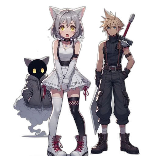 weapon, staff, animal, pixel art, concept art, anime, fantasy art, monochrome transparent PNG cut-out