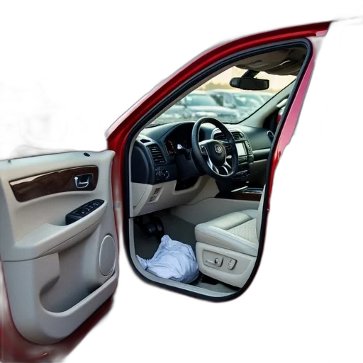 car, 3d render, photorealistic, interior, red, suv, shown, driver transparent PNG cut-out