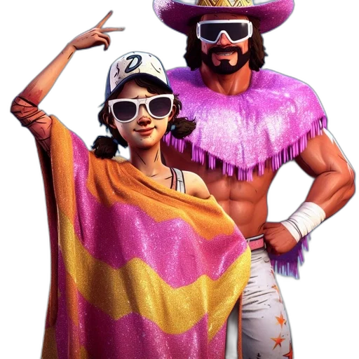 vaporwave, concept art, two, animated, characters, woman, pink, orange transparent PNG cut-out