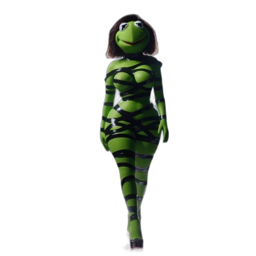 dress, creature, animal, robot, 3d render, concept art, green, festive transparent PNG cut-out