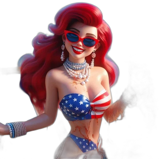 comic book art, concept art, cartoon, fantasy art, animated, character, red, bikini transparent PNG cut-out