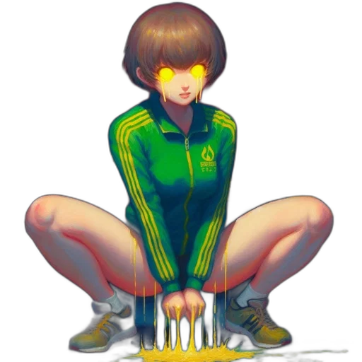jacket, robot, hair, dress, pixel art, cyberpunk, concept art, comic book art transparent PNG cut-out