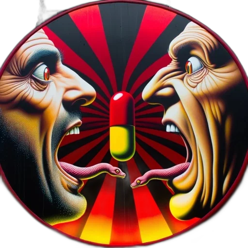 face, mask, photorealistic, comic book art, concept art, fire, red, circular transparent PNG cut-out