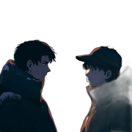jacket, hat, anime, concept art, comic book art, watercolor, snow, neon lights transparent PNG cut-out