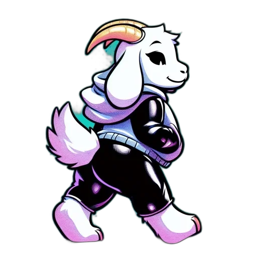 jacket, staff, robot, animal, pixel art, vaporwave, concept art, cartoon transparent PNG cut-out