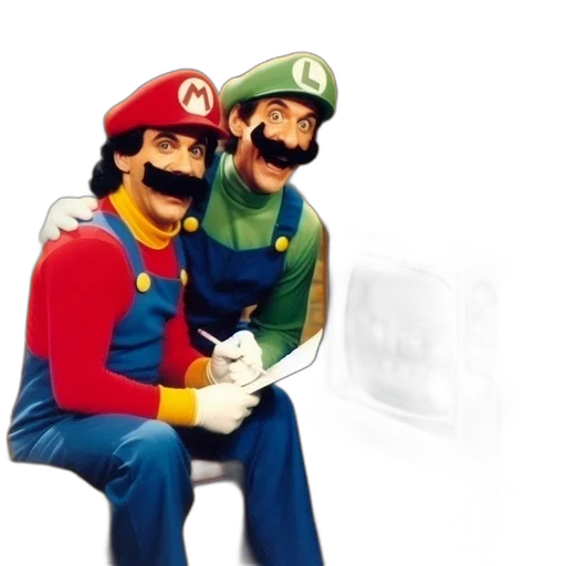 mask, hat, furniture, concept art, 3d render, pixel art, mario, luigi transparent PNG cut-out