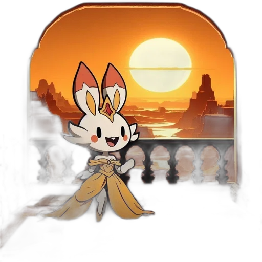 staff, weapon, mask, concept art, fantasy art, anime, cartoon, sunset transparent PNG cut-out
