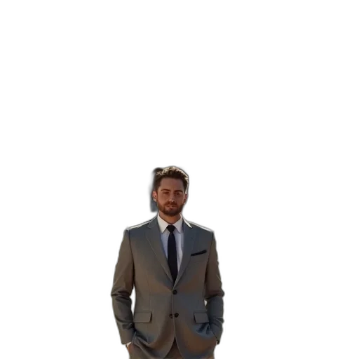 jacket, staff, robot, face, 3d render, pixel art, concept art, photorealistic transparent PNG cut-out