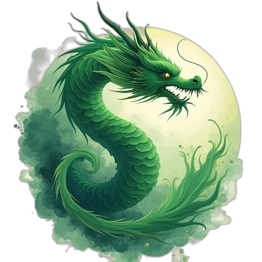 dragon, creature, staff, fantasy art, concept art, watercolor, pixel art, green transparent PNG cut-out